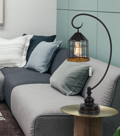 Bronze Table Lamp w/ Bronze Cage Shade