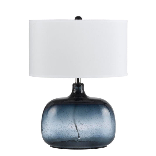 Dark Blue Glass Table Lamp w/ Shade