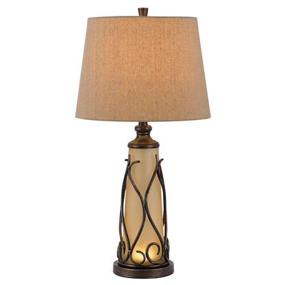 Brown Two Light Table Lamp w/ Shade