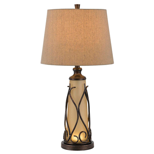 Brown Two Light Table Lamp w/ Shade