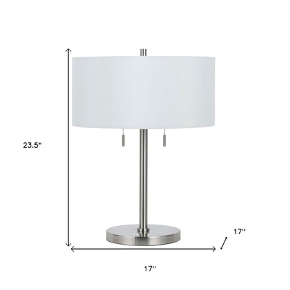 Nickel Two Light Table Lamp w/ Shade
