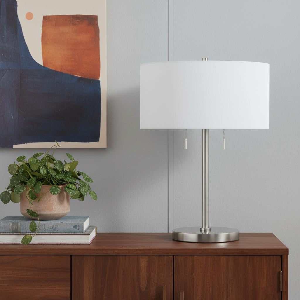 Nickel Two Light Table Lamp w/ Shade