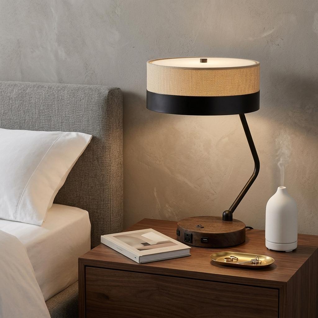 Black Two Light Desk Table Lamp w/ Shade