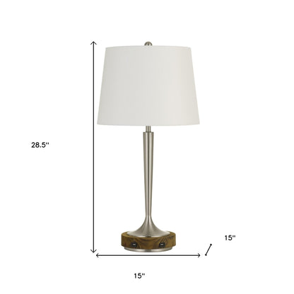 Nickel Table Lamp w/ Off Shade