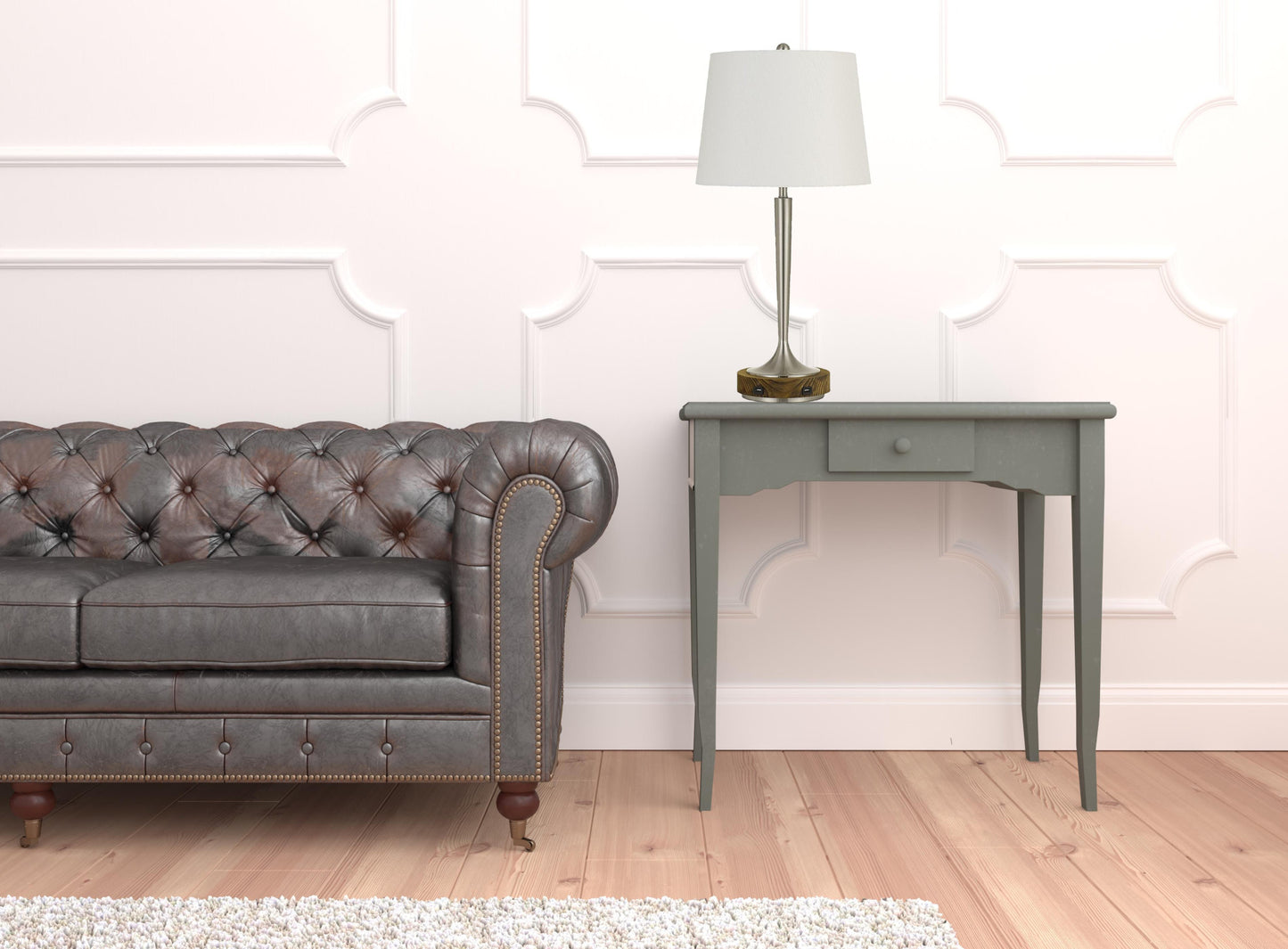 Nickel Table Lamp w/ Off Shade