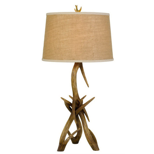 Brown Antlers Table Lamp w/ Shade