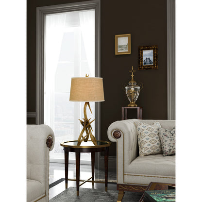 Brown Antlers Table Lamp w/ Shade