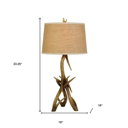 Brown Antlers Table Lamp w/ Shade