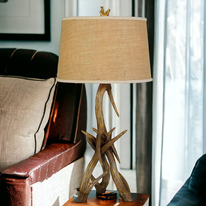 Brown Antlers Table Lamp w/ Shade