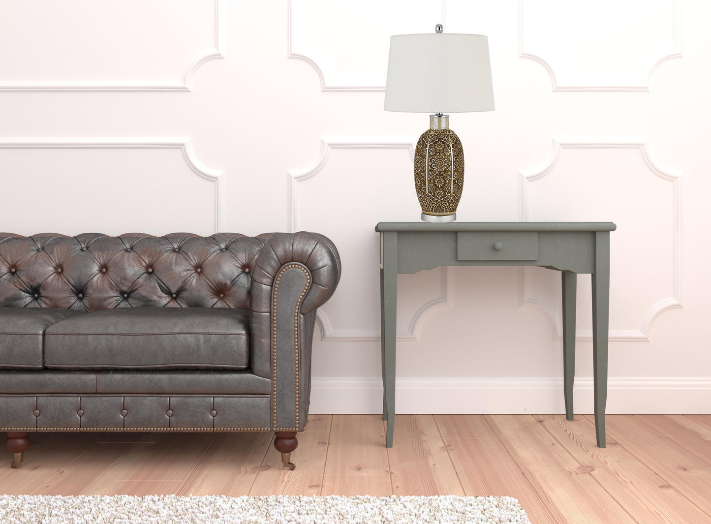 Brown Table Lamp w/ Off Shade