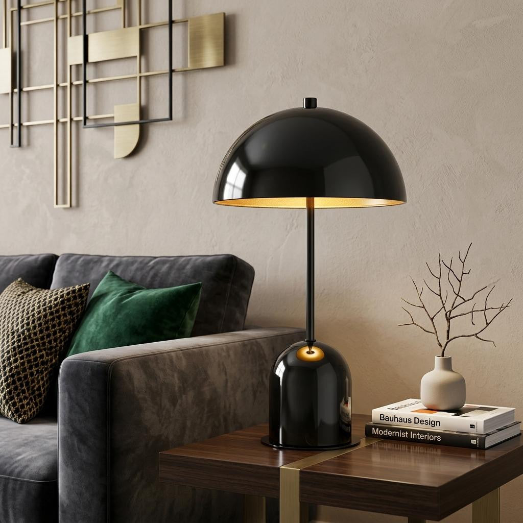 Gunmetal Dark Gray Desk Lamp w/ Half Dome Shade