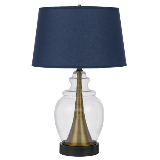Antiqued Brass & Glass Table Lamp w/ Shade