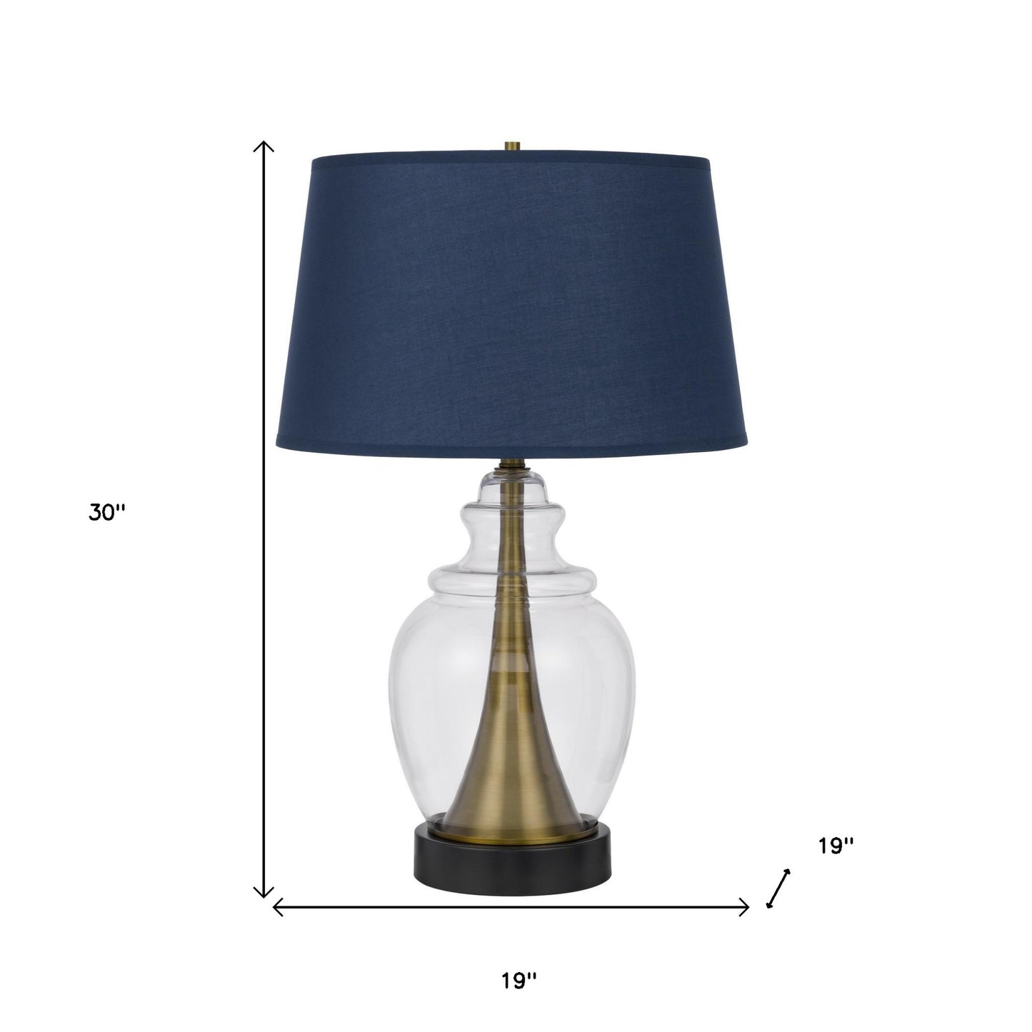 Antiqued Brass & Glass Table Lamp w/ Shade
