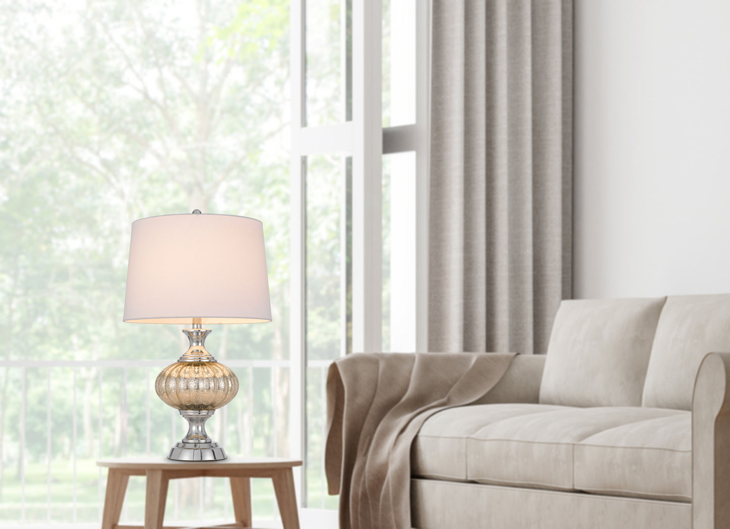 Silver Metallic Table Lamp w/ Shade