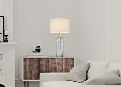 Aqua & Gray Glass Table Lamp w/ Shade