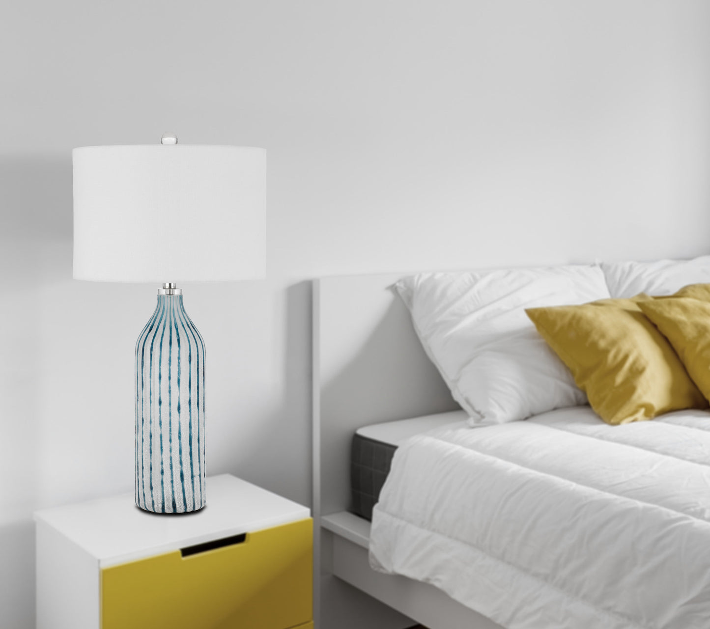 Aqua & Gray Glass Table Lamp w/ Shade