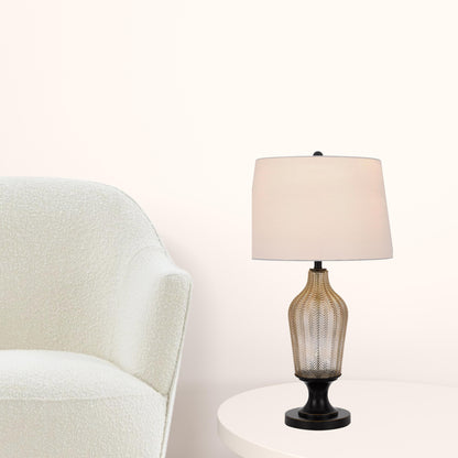 Bronze Glass Table Lamp w/ Shade