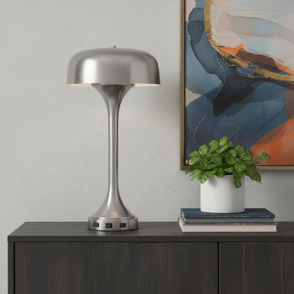 Nickel Two Light Table Lamp w/ Shade