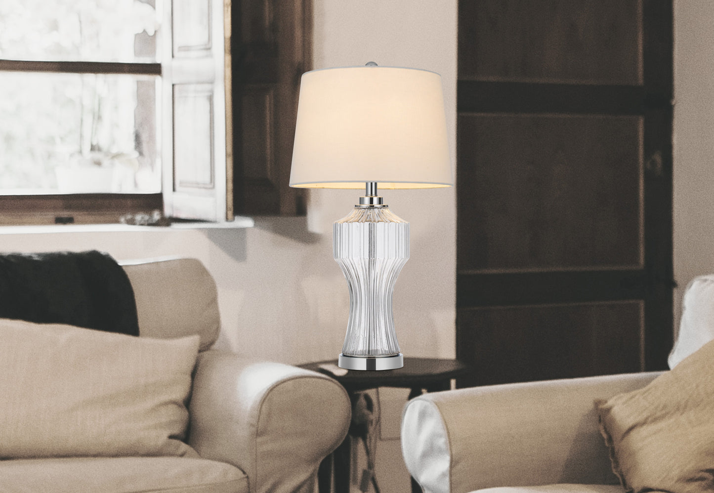 Clear Glass Table Lamp w/ Shade