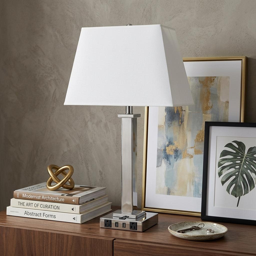 Nickel Table Lamp w/ Shade