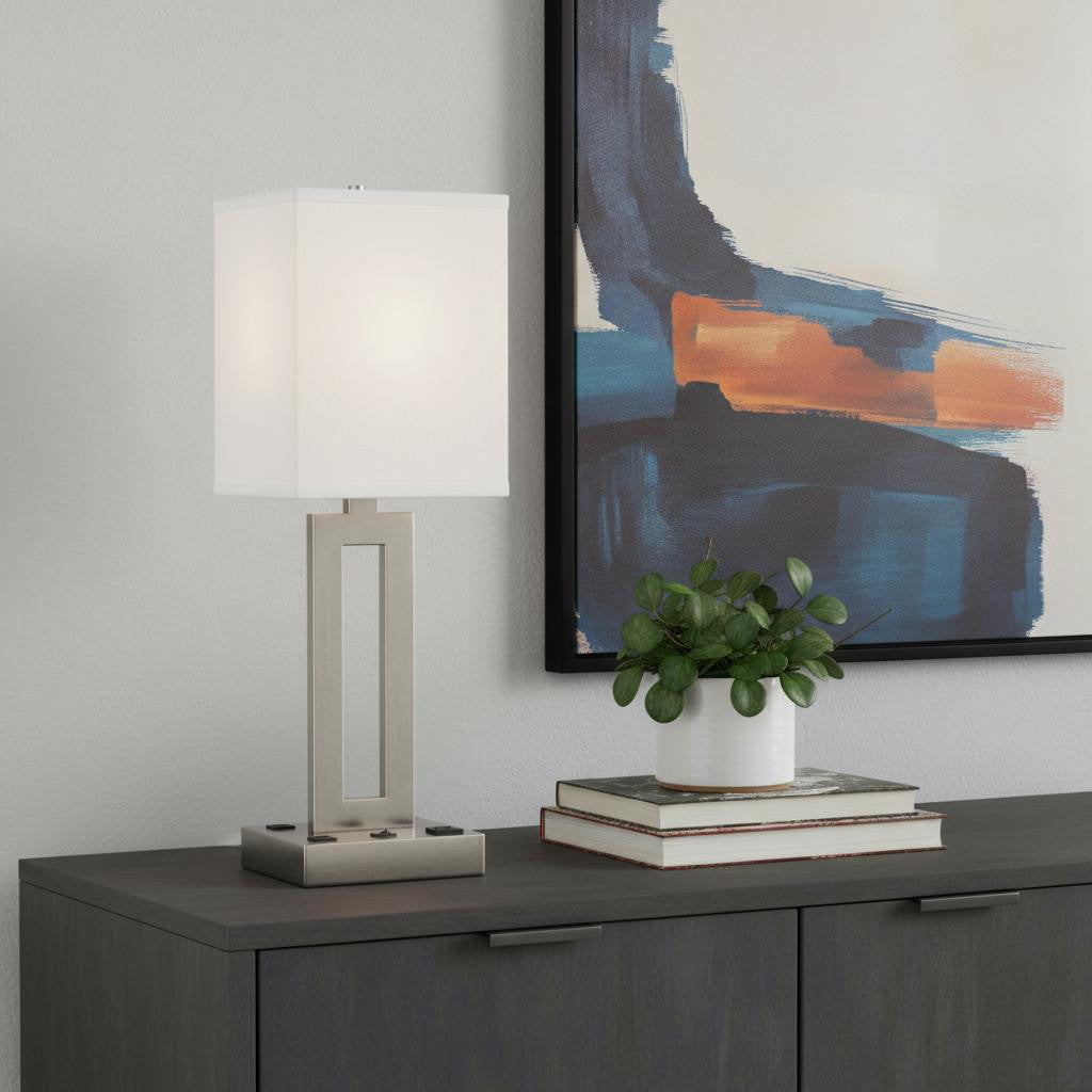 Nickel Desk Table Lamp w/ Shade