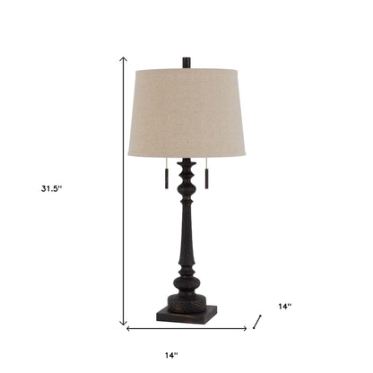 Charcoal Two Light Table Lamp w/ Shade