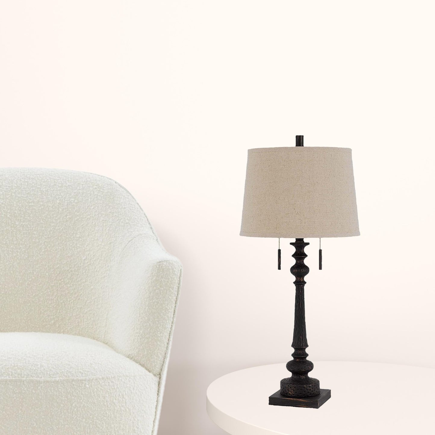 Charcoal Two Light Table Lamp w/ Shade