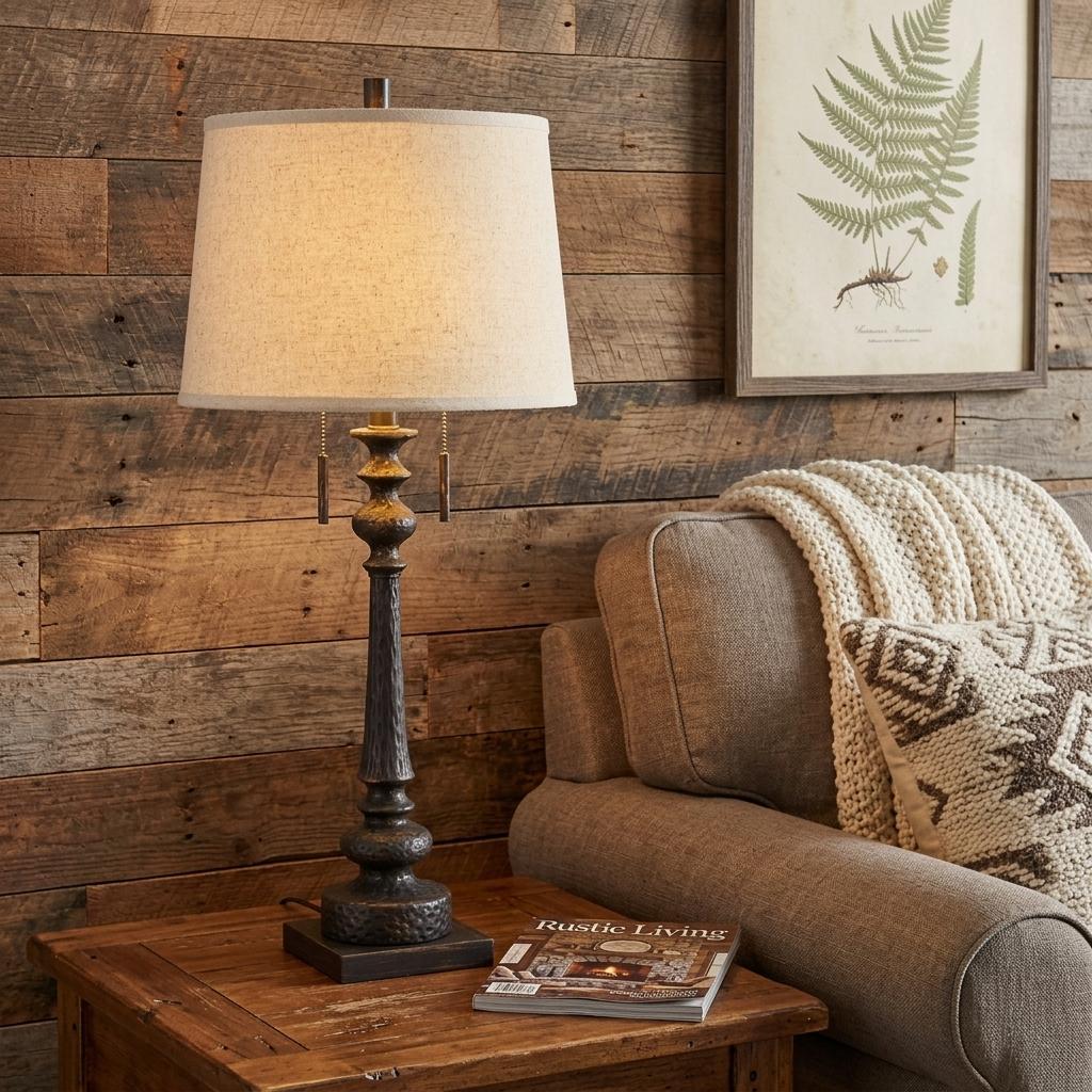 Charcoal Two Light Table Lamp w/ Shade