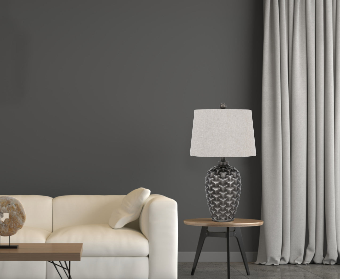 Silver Metallic Table Lamp w/ Shade