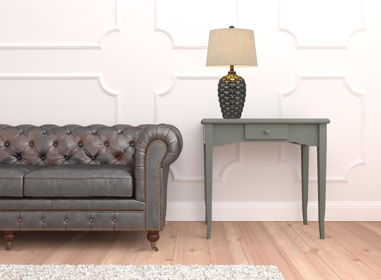Silver Metallic Table Lamp w/ Shade