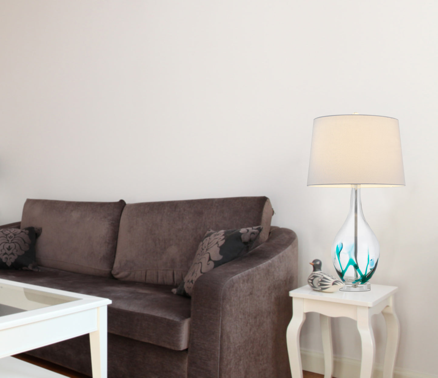 Clear Glass Table Lamp w/ Shade