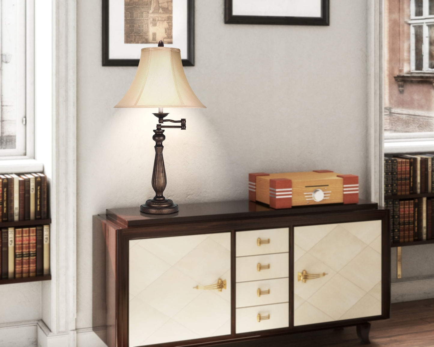 Rust Table Lamp w/ Pearl Shade