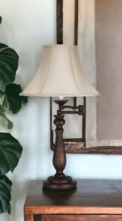 Rust Table Lamp w/ Pearl Shade
