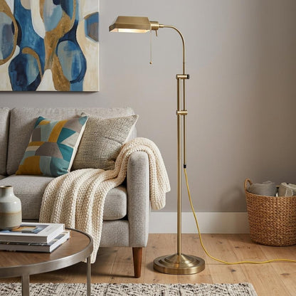 Brass Adjustable Floor Lamp w/ Shade