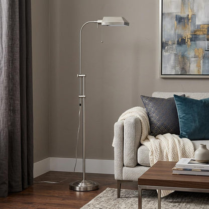 Nickel Adjustable Floor Lamp w/ Shade