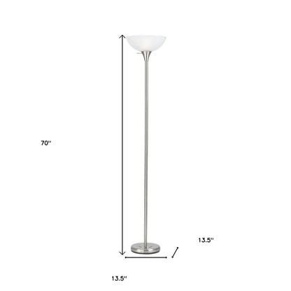 Nickel Torchiere Floor Lamp w/ Shade