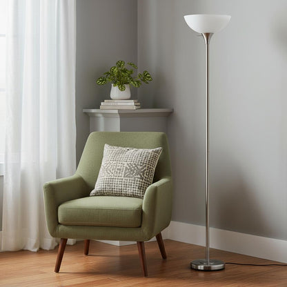 Nickel Torchiere Floor Lamp w/ Shade