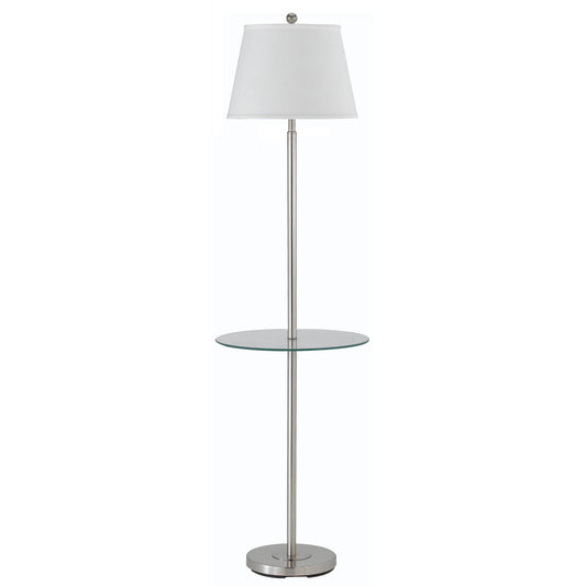 Nickel Tray Table Floor Lamp w/ Shade