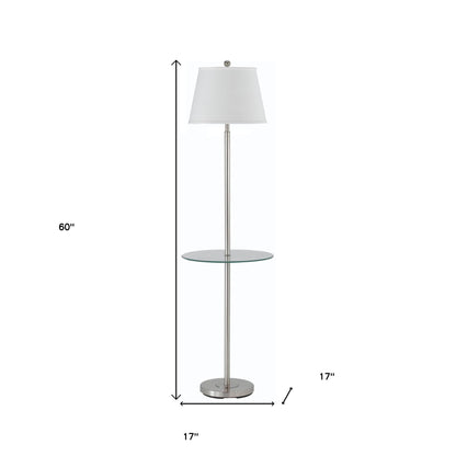 Nickel Tray Table Floor Lamp w/ Shade