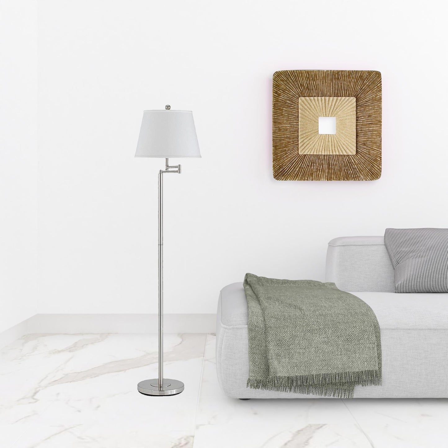 Nickel Swing Arm Floor Lamp w/ Shade