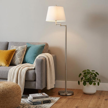 Nickel Swing Arm Floor Lamp w/ Shade