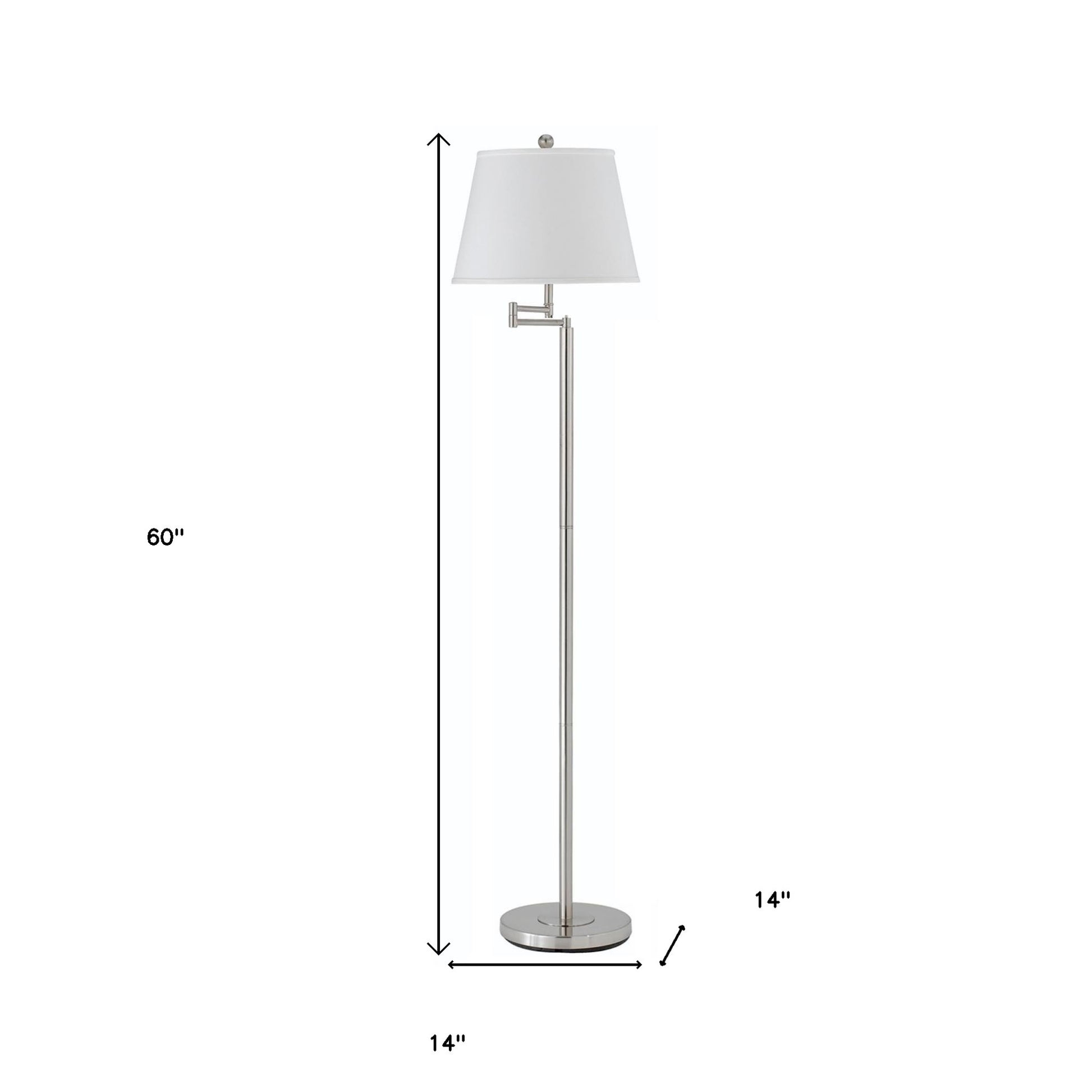 Nickel Swing Arm Floor Lamp w/ Shade