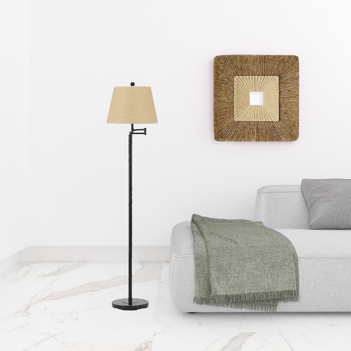 Bronze Swing Arm Floor Lamp w/ Shade