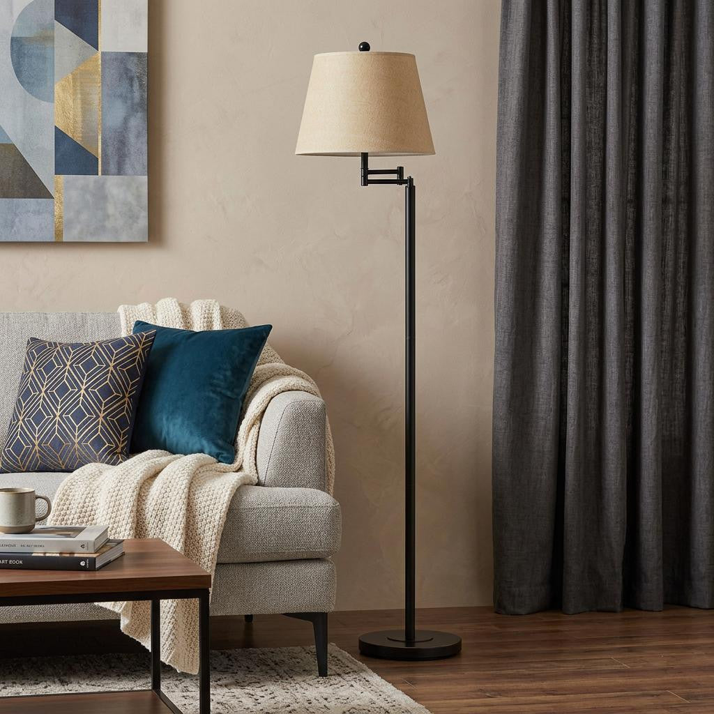 Bronze Swing Arm Floor Lamp w/ Shade