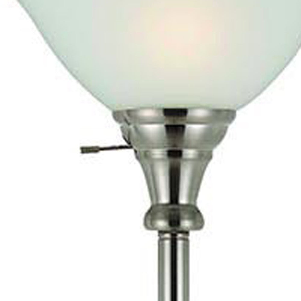 Nickel Torchiere Floor Lamp w/ Shade