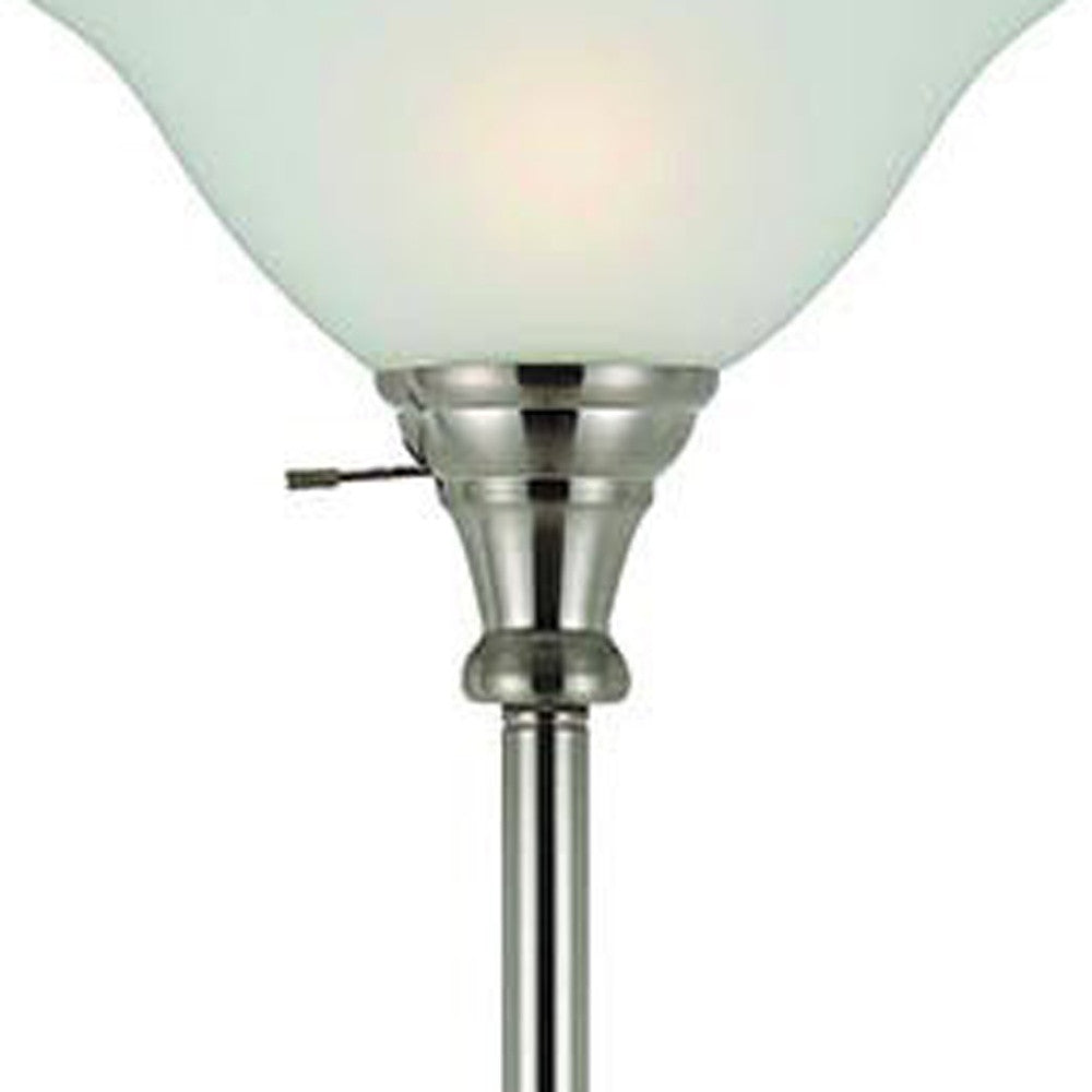 Nickel Torchiere Floor Lamp w/ Shade