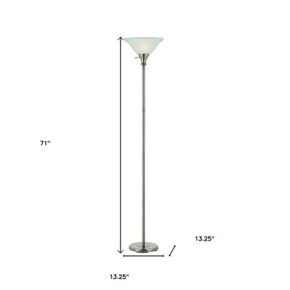 Nickel Torchiere Floor Lamp w/ Shade