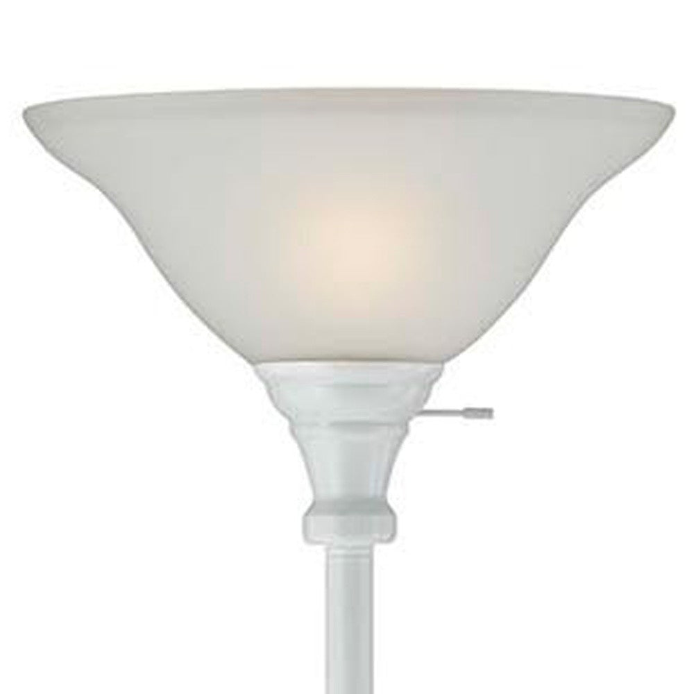 White Torchiere Floor Lamp w/ Shade