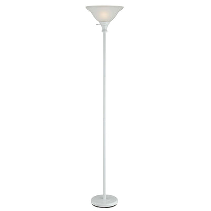 White Torchiere Floor Lamp w/ Shade