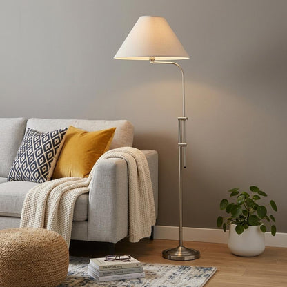 Nickel Adjustable Floor Lamp w/ Shade